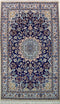 Antique Persian Rug, Oriental Nain Classic Wool and Silk Rug, Blue and Ivory Rug, 4' x 6'5"