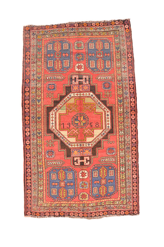 Vintage Tribal Kazak Rug 3' 10" X 6' 6" Handmade Rug