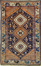Oriental Yalamah Persian Tribal Wool Rug, Orange/Blue