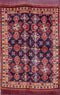 Vintage Persian Rug, Qashqai Rug, Wool Tribal Rug, Red and Blue Rug, 5' x 6' Rug