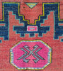 Vintage Tribal Kazak Rug Pure Wool Turkish Rug, Red Blue, 4' x 6'