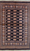Oriental Kashmir Pakistani Wool and Cotton Rug, Blue Brown, 4' x 6'