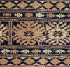 Oriental Kashmir Pakistani Wool and Cotton Rug, Blue Brown, 4' x 6'