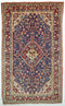 Vintage Persian Area Rug, Blue Red Rug, 4' x 6'