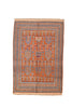Vintage Afghan Copper and Blue Area Rug Wool Hand Knotted 3' 10" X 5' 7"