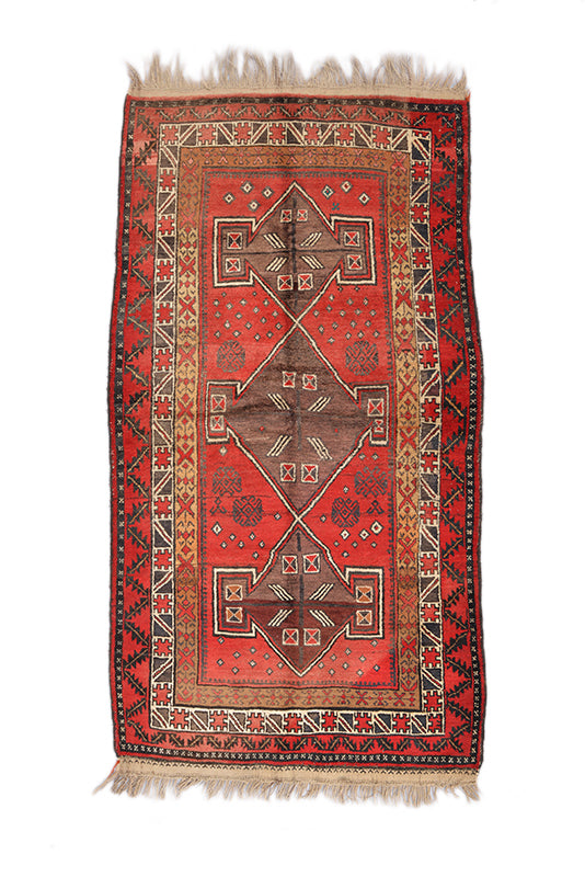 Vintage Tribal Afghan Area Rug 3' 9" X 7' 0" Bohemian