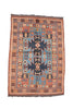 Vintage Tribal Turkish Kazak Rug 4' 3" X 6' 0" Handmade Rug