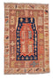 Vintage Tribal Turkish Kazak Rug 3' 8" X 5' 7" Handmade Rug