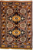 Oriental Turkish Kazak Pure Wool Tribal Rug, Vibrant Orange and Brown Rug, 4'5" x 6' Rug