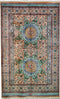 Vintage Pakistan Area Rug,  Kashmir Oriental Rug, Orange Light Green rug, 5' x 8' Rug