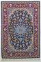Vintage Persian Area Rug Isfahan Wool and Silk Rug, Blue Redx 3' x 5'