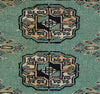 Vintage Pakistan Area Rug,  Kashmir Oriental Rug Wool Rug, Green and Black Rug, 4' x 6'5" Rug