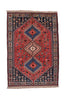 Oriental Yalamah Persian 3' 4" X 4' 11" Handmade Rug