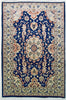 Vintage Persian Oriental Veramin Wool Tribal Rug, Blue/Beige