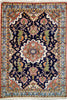 Vintage Persian Rug Bakhtiari, Tribal Rug, Dark Blue and Beige, 3 x 5 ft Rug