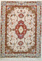Oriental Tabriz  Fine Persian Natural Wool and Silk Rug, Beige and Red Rug, 3' x 5' Rug