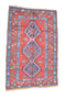 Vintage Kazak Turkish Rug, Red Blue Rug, 4' x 6'5"