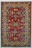 Vintage Persian Ghazni Kazak Oriental Pure Wool Rug, Red Yellow, 4' x 6'