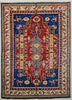 Vintage Persian Ghazni Kazak Oriental  Wool Rug, Yellow Red, 4' x 6'