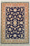 Oriental Tabriz Fine Persian Natural Wool and Silk Rug, Blue and Orange Rug, 3' x 5' Rug