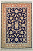 Oriental Tabriz Fine Persian Natural Wool and Silk Rug, Blue and Orange Rug, 3' x 5' Rug