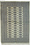 Vintage Kashmir Oriental Rug Wool and Cotton Rug, Ivory Black, 4' x 6'