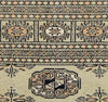 Vintage Kashmir Oriental Rug, Beige Black, 4' x 6'