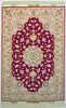 Oriental Tabriz Elegance Natural Wool and Silk Persian Rug, Red and Beige Rug, 3' x 5' Rug
