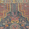 Vintage Kashmir Oriental Rug Wool and Cotton Rug, Dark Blue Red, 5' x 7'