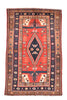 Vintage Kashmir Oriental Rug Wool and Cotton Rug, Orange Brown, 5' x 7'