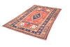 Vintage Kashmir Oriental Rug Wool and Cotton Rug, Orange Brown, 5' x 7'