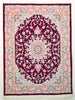 Oriental Tabriz Persian Wool and Silk Rug, Maroon and Pink Rug, 4' x 6' Rug
