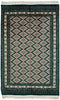 Vintage Kashmir Oriental Rug Wool and Cotton Rug, Green Yellow, 4' x 6'
