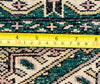 Vintage Kashmir Oriental Rug Wool and Cotton Rug, Green Yellow, 4' x 6'