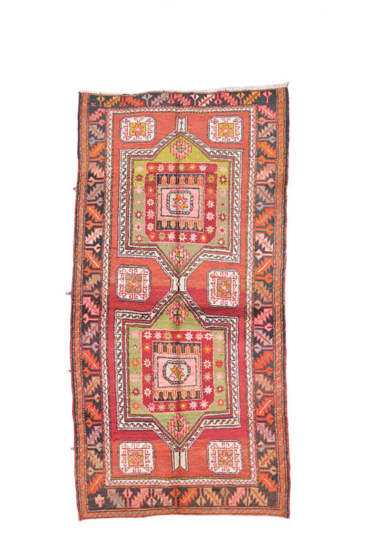 Vintage Tribal Turkish Kazak Rug 3' 6" X 7' 0" Handmade Rug