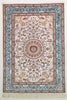 Oriental Turkistan Handmade Silk Oriental Rug, Beige/Green