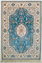 Oriental Turkistan Handmade Silk Oriental Rug, Blue/Beige