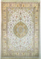 Oriental Turkistan Handmade Silk Oriental Rug, Beige/Gold