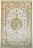 Oriental Turkistan Handmade Silk Oriental Rug, Beige/Gold