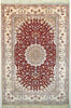 Oriental Turkistan Handmade Silk Oriental Rug, Red/Cream