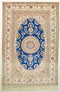 Oriental Turkistan Handmade Silk Oriental Rug, Blue/Cream