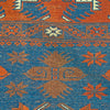 Oriental Yagchibider Turkish Tribal Wool Rug, Blue/Orange
