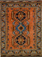Vintage Persian Rug Tribal Rug, Brown Light Blue, 4' x 6'