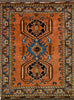 Vintage Persian Rug Tribal Rug, Brown Light Blue, 4' x 6'
