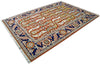 Vintage Heriz Persian Rug Tribal Wool Rug, Orange Blue, 5' x 7'
