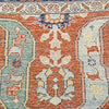Vintage Heriz Persian Rug Tribal Wool Rug, Orange Blue, 5' x 7'