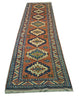 Vintage Kazak Turkish Rug  Pure Wool Runner Rug, Brown Beige, 3' x 12'