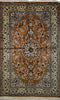 Vintage Oriental Rug Pakistan Silk and Wool Oriental Rug, Orange Beige, 4' x 6'