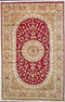 Vintage Oriental Rug Pakistan Silk and Wool Oriental Rug, Red Beige, 5' x 8'