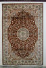 Vintage Oriental Rug Pakistan Silk and Wool Oriental Rug, Brown Mossy Green, 5' x 8'